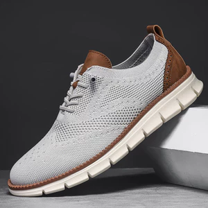 Mùa Xuân 2024 Mùa Thu Nhẹ Buộc Dây Thể Thao Giày Nam Thoáng Khí Flyknit Loafers Nam Plus Size Giày Nam