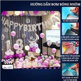 Set Trang Trí Sinh Nhật Màu Tím bằng bóng bay SNNL-Tím 01 Tranh Tre
