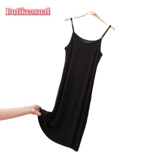 Phụ nữ cotton Sling Váy dài modal co giãn lớn dáng rộng giản dị váy midi thời trang váy hở lưng