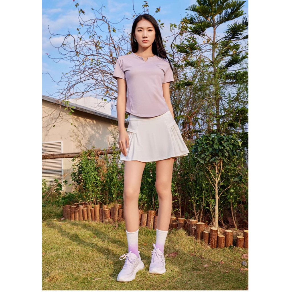 Ảnh Camel CROWN Thể thao Cổ chữ V Quần vợt ngắn tay Áo thun nữ khô nhanh thoáng khí 3
