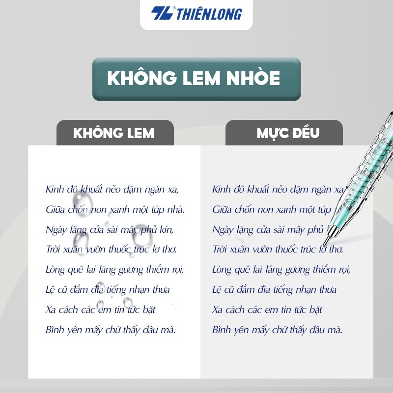 [ COMBO 5 CÂY ] Bút bi Thiên Long 027 Pro ngòi 0.5mm mực xanh thân bút màu pastel thời trang tự động thu ngòi TL-105