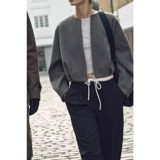 Zara Thu Đông Sản Phẩm Mới Nữ Châu Âu Phong Cách Mỹ Cổ Tròn Dài Tay Lông Tơ Mềm Bomber Áo Khoác Áo Khoác 0264741