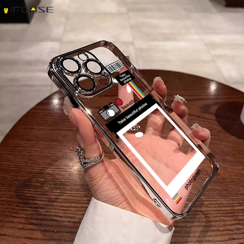 Dành Cho iQOO Z9 Turbo Z9x Z8 Z8x Z7 Z6 Pro Lite Z7i Z3 Z1 Ốp Điện Thoại DIY Đặt Thẻ Ảnh Khung Camera Cặp Đôi Sáng Bóng Lấp Lánh Nhãn Trong Suốt Vỏ Mềm Ốp Lưng