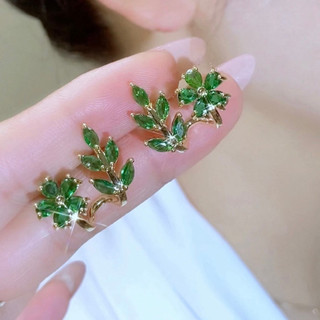 Mới Siêu Cổ Tích Lá Xanh Bông Tai Hoa Nữ Thiết Kế Nhẹ Sang Trọng Tính Khí Bông Tai Thời Trang