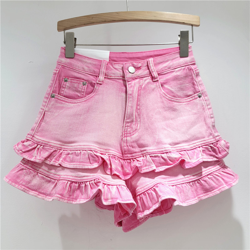 Phiên Bản Hàn Quốc Ngọt Ngào Nấm Cạnh Quần Short Denim Nữ Mùa Hè Siêu Đẹp Co Giãn Tất Cả Trận Đấu Cao Cấp Ôm Hơn Nhìn