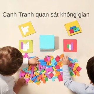 Đồ Chơi Xếp Hình Trí Tuệ Khối 3D Tetris Montessori Đối Kháng, Phát Triển Tư Duy Cho Bé, Xếp Hình 2 Người Chơi