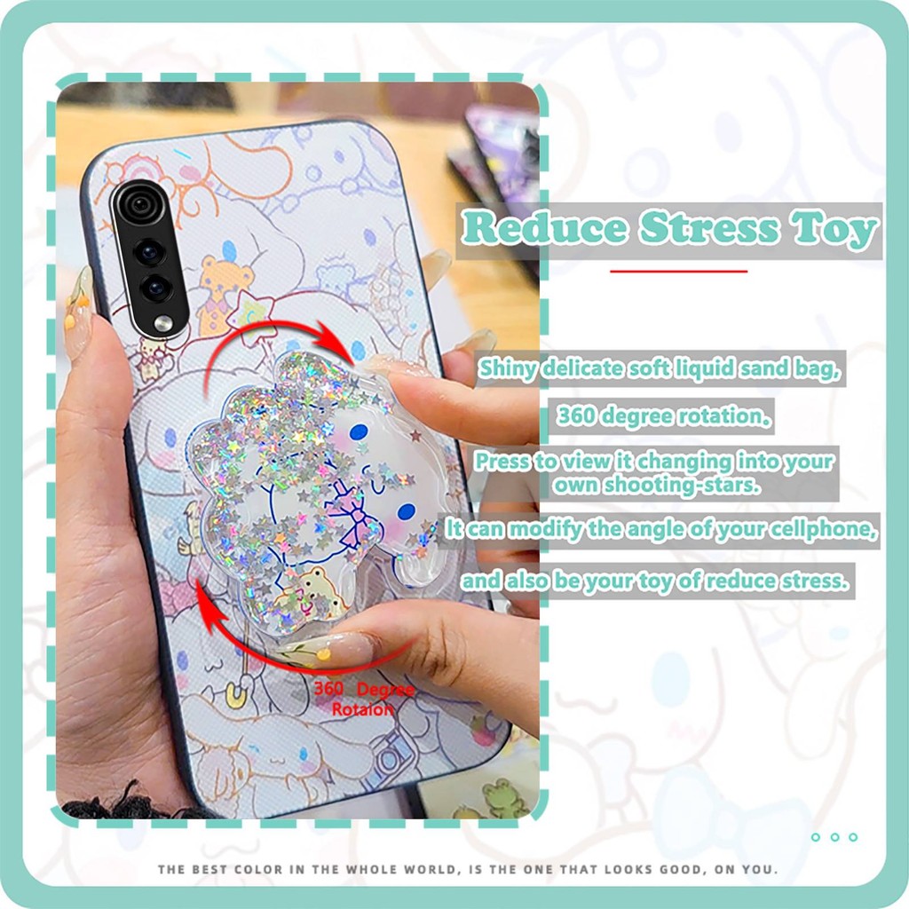 Ốp Lưng Lấp Lánh Ốp lưng LG Velvet 4G / 5G Cát Trôi Chống Bụi Bẩn Hoạt Hình Cát lún Silicon Mềm Vỏ Bảo Vệ Ống Kính Điện Thoại Chân Đế Xoay TPU Thiết Kế Thời Trang Dễ Thương
