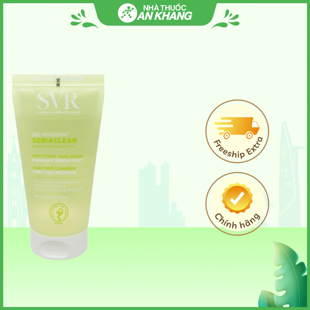Gel rửa mặt SVR Sebiaclear Gel Moussant làm sạch da, giảm dầu nhờn tuýp 55ml