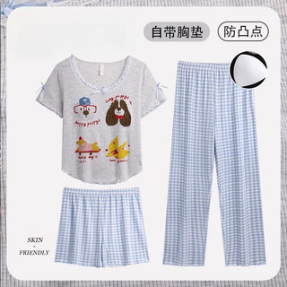 M-4XL Bộ Đồ Ngủ Kích Thước Lớn Nữ Có Miếng Lót Ngực 2025 Bộ Đồ Ngủ Quần Short Tay Ngắn Bộ Đồ Ngủ Nữ Mùa Hè Áo Chui Đầu Hoạt Hình Thoáng Mát Homewear Phù Hợp Với Kích Thước Lớn Quần Áo Nữ