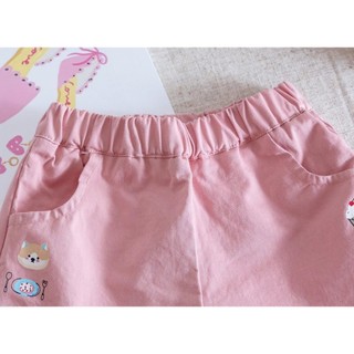 Quần short bé gái mùa hè phong cách Hàn Quốc – In hình hoạt hình ngộ nghĩnh, vải mỏng nhẹ thoáng mát