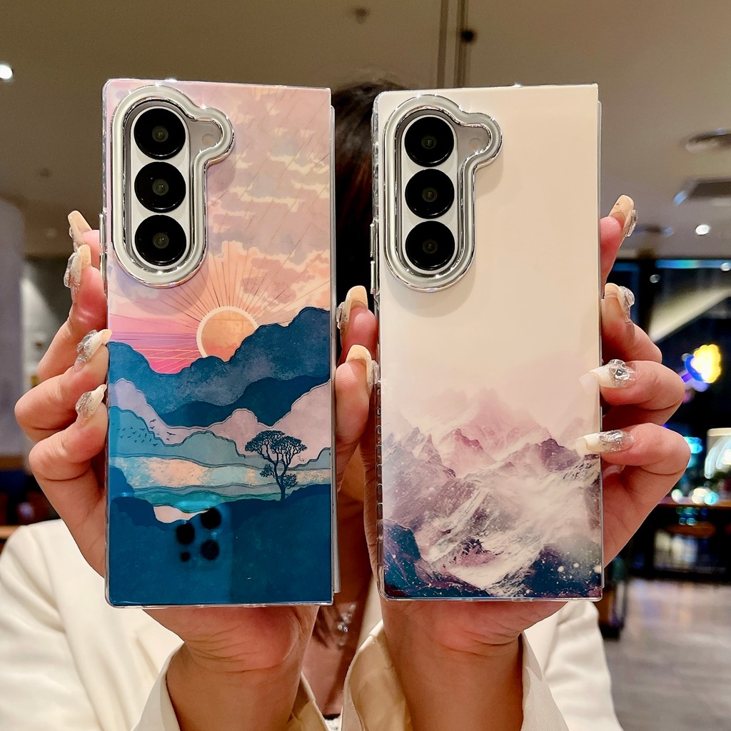 Dành Cho Samsung Galaxy Z Fold6 Sang Trọng IMD Thiết Kế Độc Đáo Gấp Vỏ Bảo Vệ Cho Galaxy Z Fold 3 4 5 6 5G Họa Tiết Thời Trang Ốp Điện Thoại Chống Sốc Trong Suốt