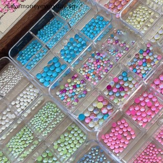 Đầy màu sắc Bubble Bead Half Round Nail Phụ kiện, Smooth Mirror Nail Art Deco Phụ kiện