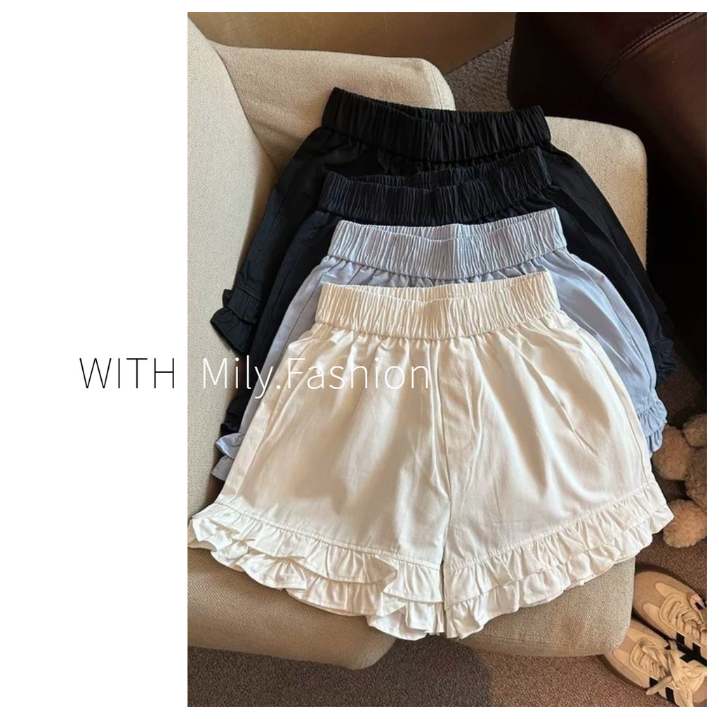 Milyfashion Fungus Edge Wide-Leg Quần Short Thường Ngày Mùa Hè Phong Cách Mới Nữ Tính Co Giãn Cao Cấp Ôm Hơn Nhìn Quần Short Nữ