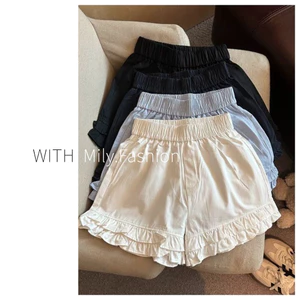 Milyfashion Fungus Edge Wide-Leg Quần Short Thường Ngày Mùa Hè Phong Cách Mới Nữ Tính Co Giãn Cao Cấp Ôm Hơn Nhìn Quần Short Nữ