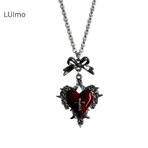 LUImo Y2k Nơ Chữ Thập Trái Tim Vòng Cổ Cho Bé Gái Gothic Trang Sức Vintage Phụ Kiện Hoa Hồng Goth Vòng Cổ Dây Xích Dành Cho Nữ Người Punk Vòng Cổ SBS