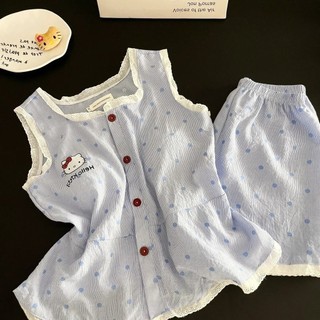 Ren Dễ Thương hellokitty Bộ Đồ Ngủ Nữ Mùa Hè Mới Sling Quần Short Mùa Hè Nhà Quần Áo Phù Hợp Với Mặc Ngoài