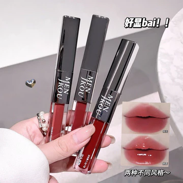 MENJKOU Hai Đầu Lip Glaze Lip Mud Dưỡng Ẩm Lâu Dài Không Phai Màu Chống Dính Cup Nhung Matte Lip Lip Lip Lipstick