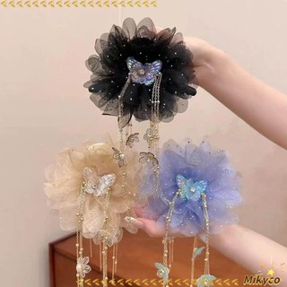 Kẹp kẹp kẹp kẹp MIKYCO, Kẹp cá mập tua rua hoa mẫu đơn, Tính khí Sequin bướm nhựa kẹp tóc nữ