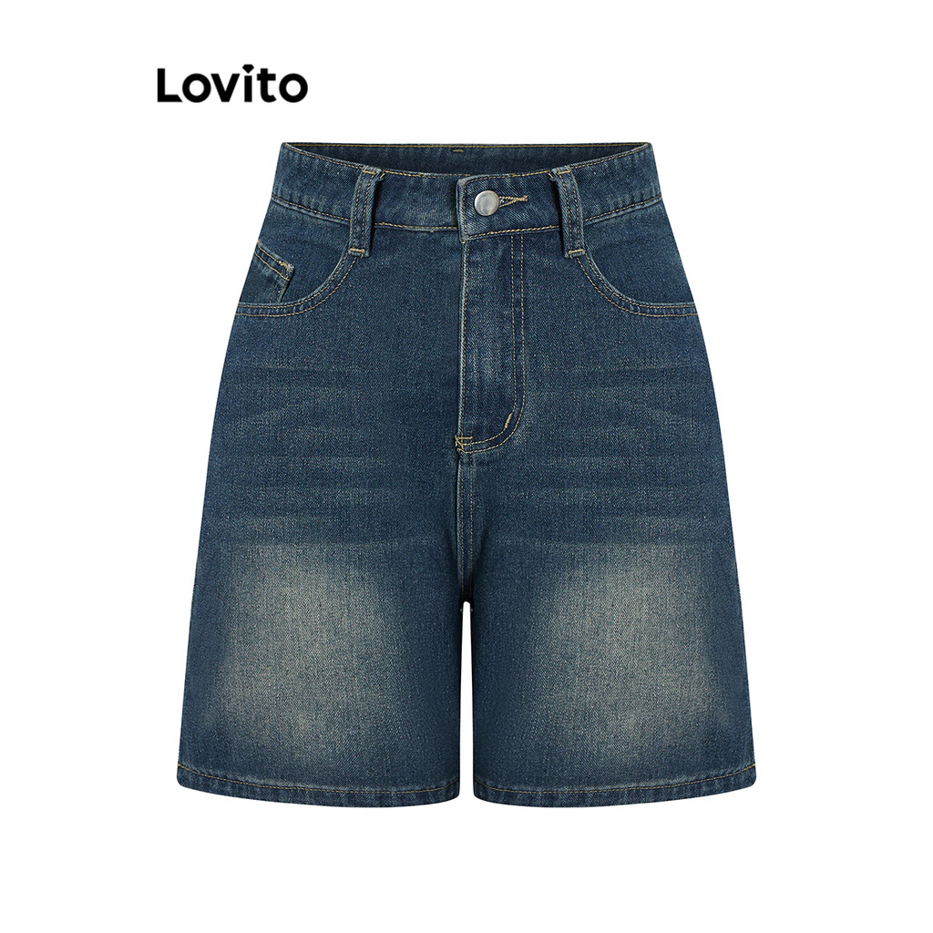 Ảnh Live Hosts' pick - Quần Short Jean Cạp Cao Denim Có Túi Màu Trơn LNA19020 4