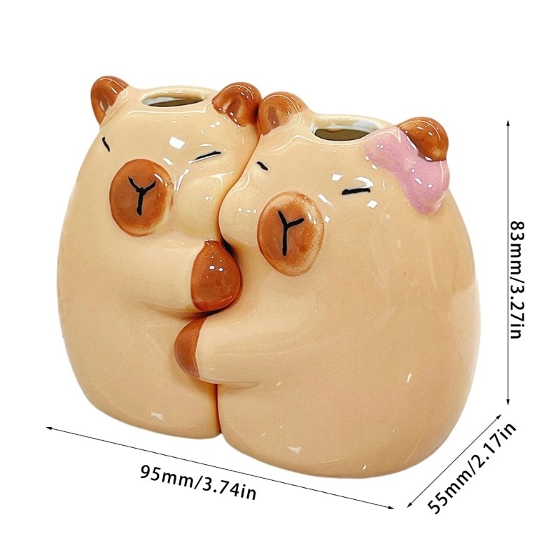 Inste Hai Gốm Capybaras Bàn Chải Đánh Răng Bàn Văn Phòng Bộ Sắp Xếp Bút Chì