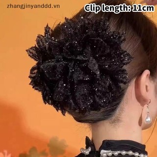 # yanddd # Thời Trang Lưới Đen Hoa Nữ Đuôi Ngựa Kẹp Mũ Đội Đầu Tính Khí Hoa Vuốt Tóc Mũ Phụ Kiện Tóc.