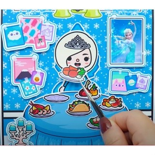 Đồ chơi búp bê giấy công chúa  tuyết  Frozen đáng yêu,đồ chơi bóc dán thủ công candy home papper