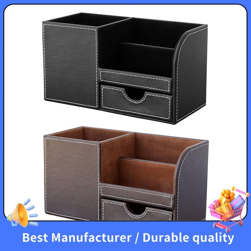1 Chiếc Da PU Đa Năng Để Bàn Văn Phòng Phẩm Tổ Chức Hộp Bảo Quản Bút / Bút Chì, Điện Thoại Di Động, Thẻ Tên Doanh Nghiệp Điều Khiển Từ Xa