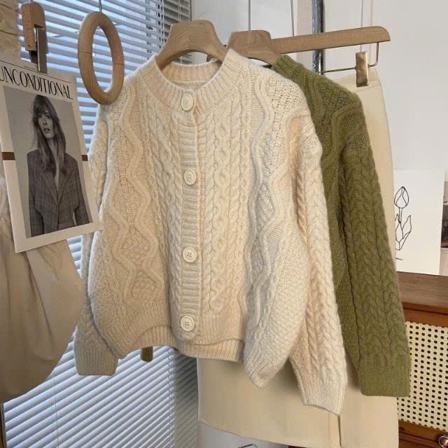 Áo cardigan len mùa đông cách điệu thiết kế họa tiết viền thừng chất liệu mềm mịn XIMIMI SP250