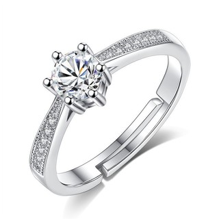 Nhẫn Nữ Giả Moissanite 1 Karat Sáu Móng Vuốt Nhẫn Kim Cương Mở Có Thể Điều Chỉnh 2025 Mới Cưới Cầu Hôn Nhân Tạo Nhẫn Kim Cương Quà Tặng Cặp Đôi