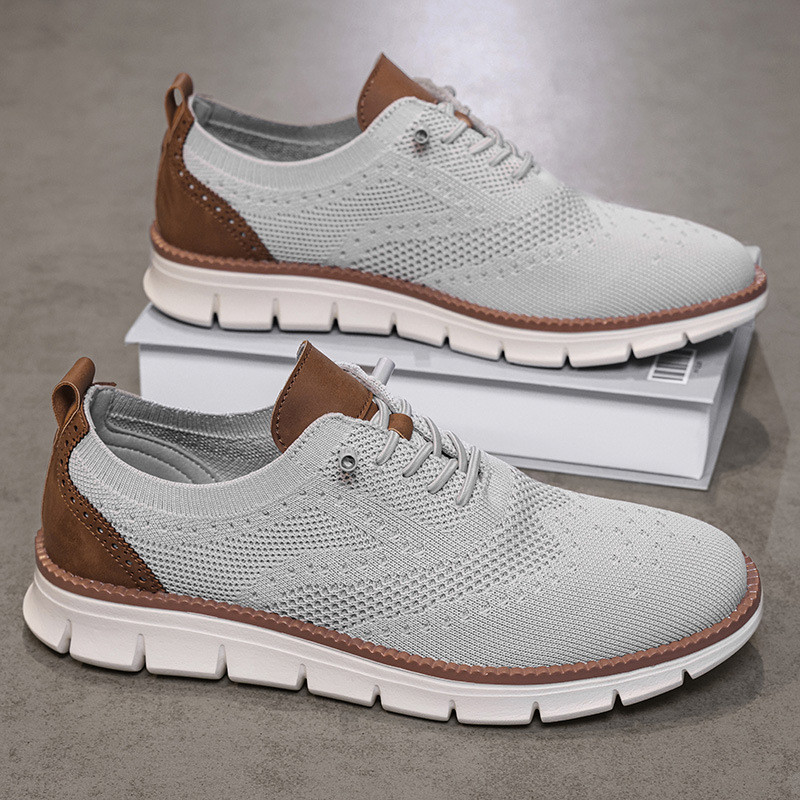 Mùa Xuân 2024 Mùa Thu Nhẹ Buộc Dây Thể Thao Giày Nam Thoáng Khí Flyknit Loafers Nam Plus Size Giày Nam
