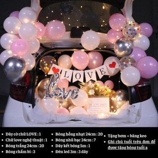 Set trang trí sinh nhật cho bé trai bé gái người lớn SNOT -HỒNG 06, Trang trí sinh nhật bằng bóng bay trong oto