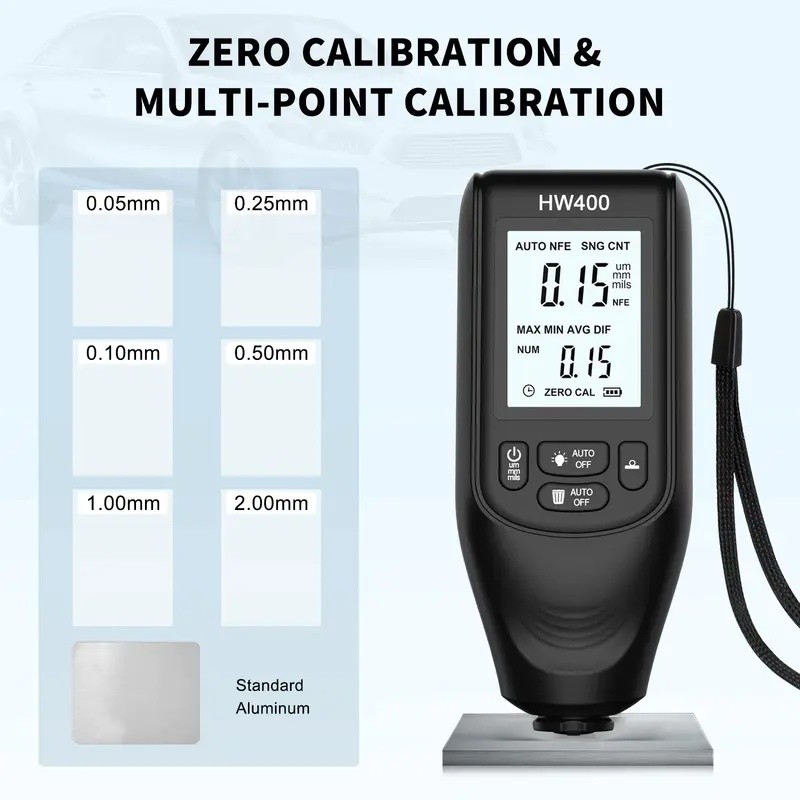 Máy đo độ dày lớp phủ ô tô HW400 0,1micron / 0 2000um Máy đo độ dày màng sơn ô tô Công cụ đo lớp phủ Fe & NFe