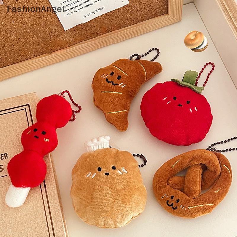 FashionAngel 1 Mặt Dây Chuyền Croissant Bánh Mì Búp Bê Nhồi Bông Móc Khóa Dễ Thương Cà Chua Sang Trọng Thực Phẩm Móc Khóa Cho Túi Trang Trí Chìa Khóa Ô Tô Phụ Kiện VN