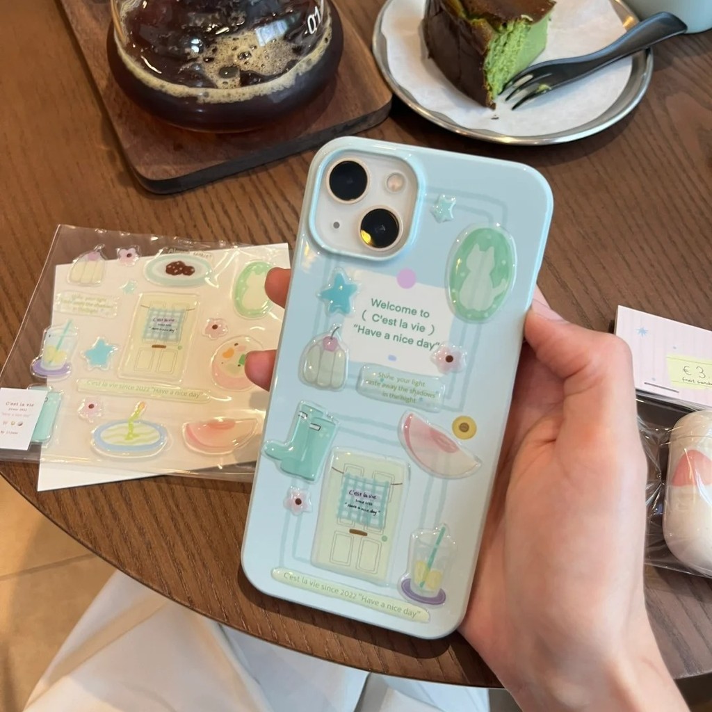 Hình dán thạch xanh ba chiều cho máy tính mèo đáng yêu Instagram Tự làm vỏ điện thoại di động giá trị cao trang trí máy tính bảng