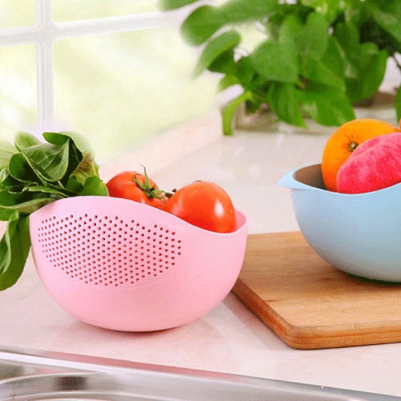 GOO Bát trái cây rau quả Nhà bếp Giặt giỏ thoát nước Bát cơm bằng nhựa