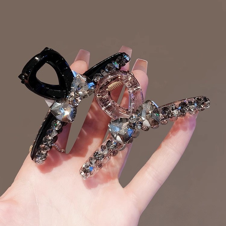 7.2cm Zircon Sáng Bóng Kim Cương Giả Nơ Tóc | Kẹp Cá Mập Đầu Lưng, 2026 Phong Cách Mới Vừa Kẹp Tóc