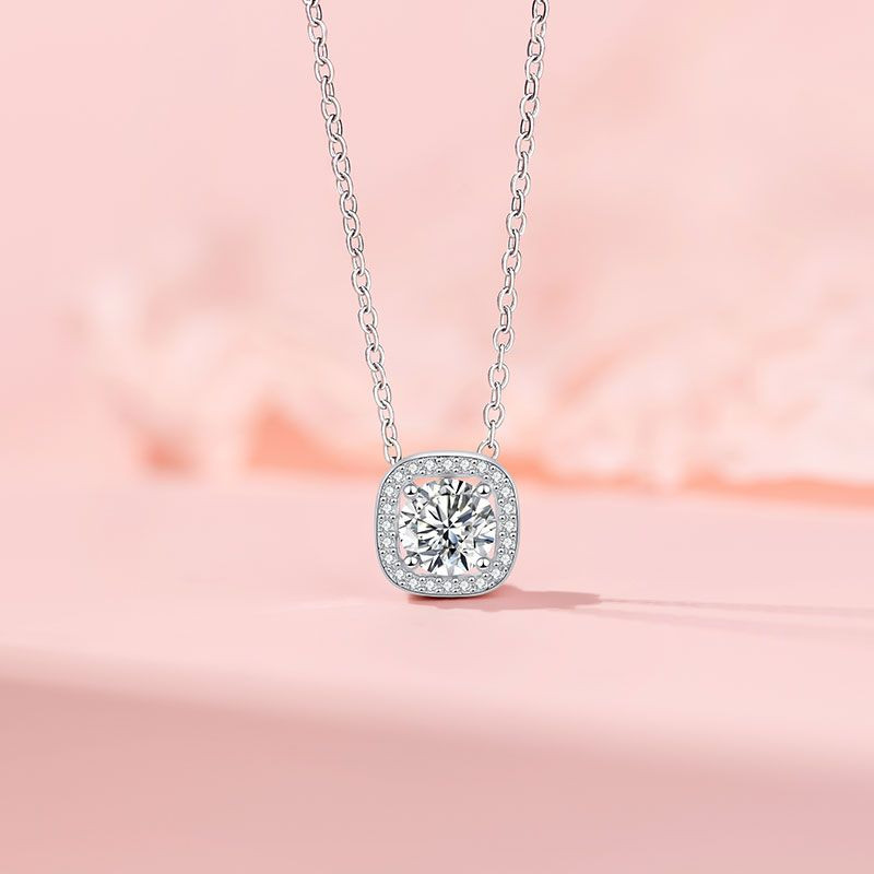 Thời Trang Vuông Zircon Vòng Cổ Thép Titan Không Phai Màu Nữ Mặt Dây Chuyền Độc Đáo Tất Cả Trận Đấu Dây Chuyền Xương Đòn