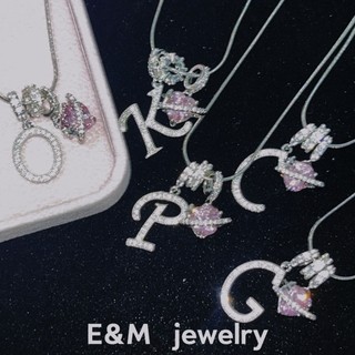 [Dopamine Girl] Tùy chỉnh chữ cái, zircon siêu sáng, quà tặng bạn thân, dây chuyền bạc zircon hình trái tim 5.7 BODB