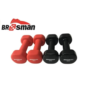 Tạ tay 2Kg Brosman nhập khẩu chính hãng cao cấp,Tạ sắt nguyên khối bọc cao su kg, tạ lõi sắt 2kg,tạ tay đơn 2kg(1cai)