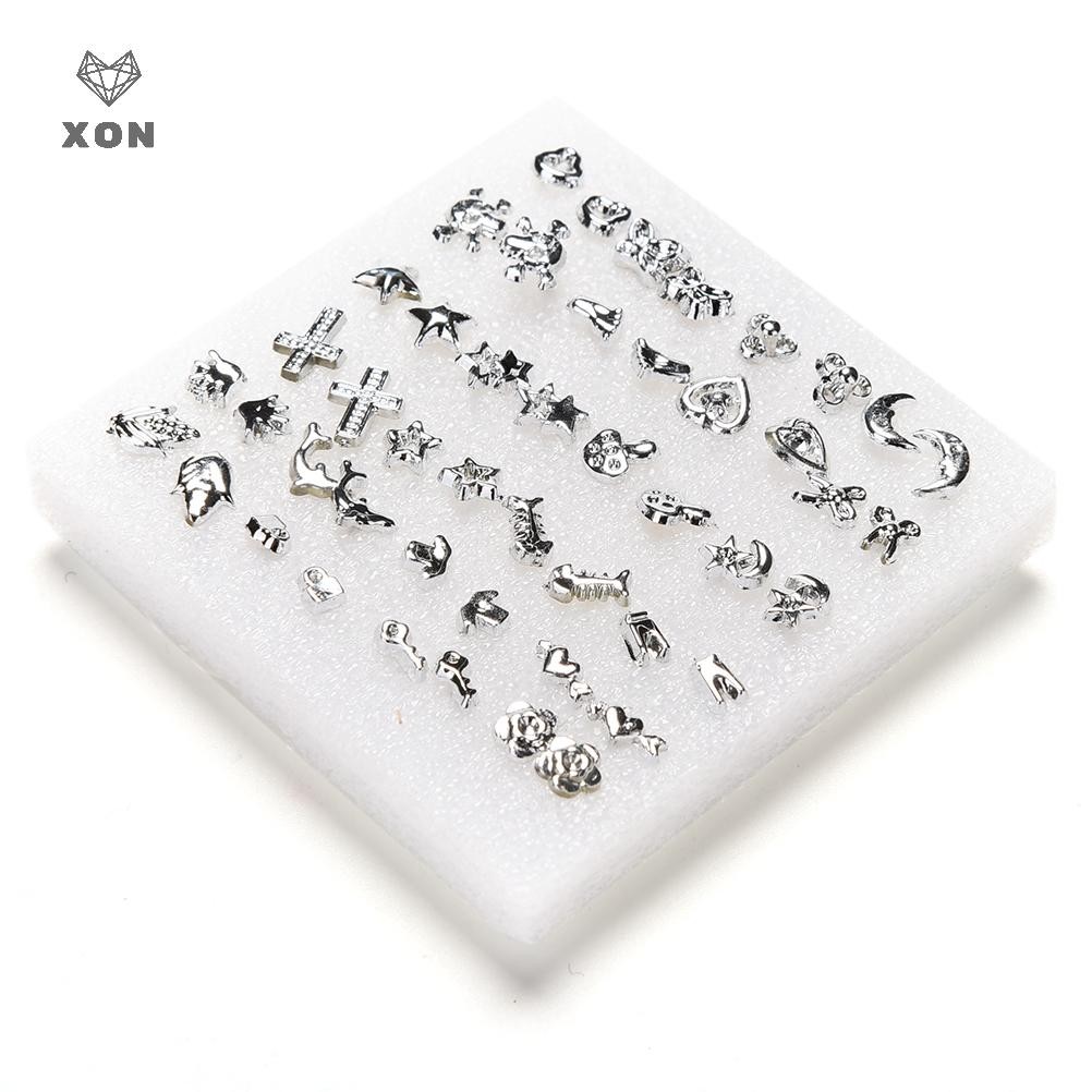 XON Set 24 đôi khuyên tai nhựa mạ bạc thời trang
