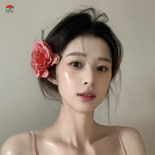 Handmade Retro Hoa Mẫu Đơn Bên Kẹp Tóc Tính Khí Ổn Định Kẹp Vải Hoa Mũ Đội Đầu Cho Dày Xoăn Tạo Kiểu Tóc Trang Trí