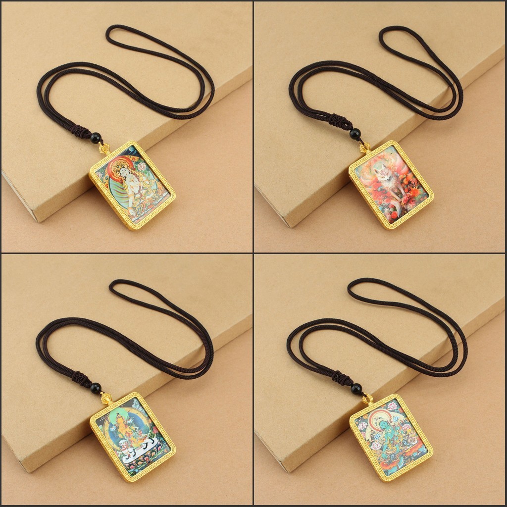 ✨Phong Cách Tây Tạng Vòng Cổ Thangka Tám Thần Hộ Mệnh Mặt Dây Cung Hoàng Đạo Zakiram Huang Thần Tài Xem Trang Sức Cổ Điển 25.5.20
