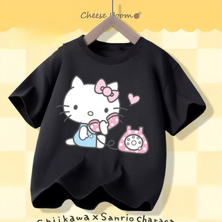 2025 Hello Kitty Bé Gái Mùa Hè Áo Thun Bé Trai Hoạt Hình In Tee Tay Ngắn