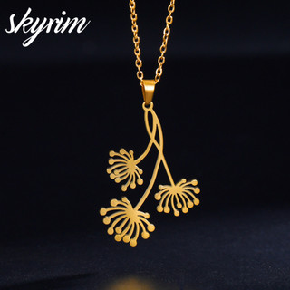 Skyrim Thanh Lịch Thép Không Gỉ Vòng Cổ Dòng Hoa Mặt Dây Chuyền Trang Sức Cho Bạn Bè