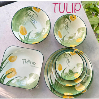 Tô Chén Đĩa Họa Tiết Hoa Tulip Cực Xinh - Decor, Dĩa Đựng Đồ Ăn, Tráng Men Cao Cấp, Dụng Cụ Bàn Ăn Cao Cấp - PT