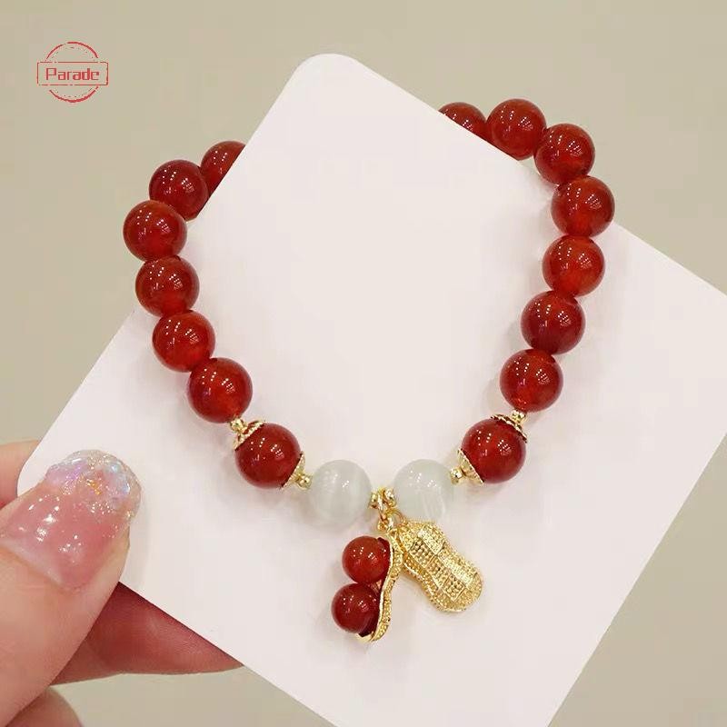 Diễu hành Năm Mới May Mắn Đính Hạt Vòng Tay Thanh Lịch Hạt Đỏ Đậu Phộng Mặt Dây Chuyền Charm Lắc Tay Phong Cách Trung Hoa Trang Sức Cho Nữ Lễ Hội Quà Tặng VN