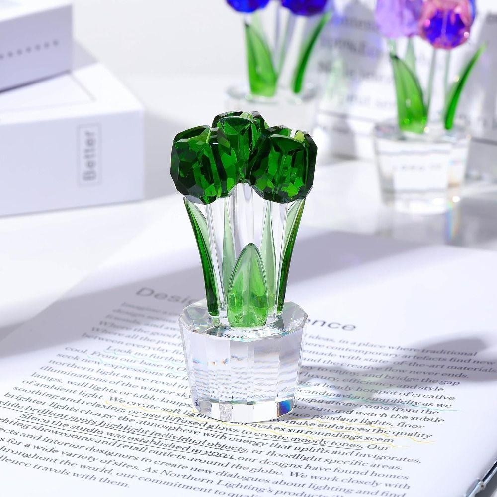 Tác phẩm điêu khắc hoa tulip pha lê HARRIETT, Tượng hoa đầy màu sắc lãng mạn, Sáng tạo Handmade Thủ công pha lê tinh tế Tượng hoa tulip Nữ