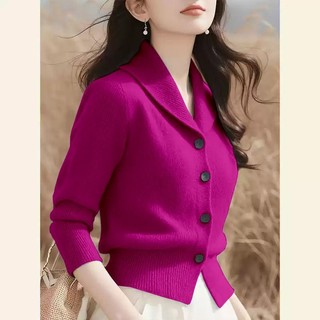 [Chất lượng truy cập] Mùa thu đông 2024 Thời trang cao cấp Đơn giản đi lại Nút dài tay Cardigan Tính khí hàng đầu