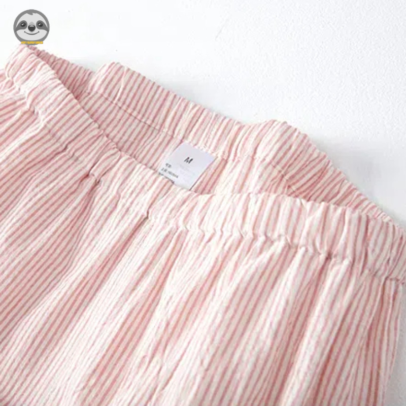 Phong cách Nhật Bản Muji Style / Bộ đồ ngủ mềm mại bằng vải Cotton đã giặt / Bộ đồ ngủ mềm mại thân thiện với da / Bộ đồ ngủ cặp đôi đơn giản / Bộ đồ ngủ Cotton giặt liền mạch
