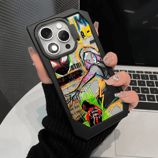 Vỏ Điện Thoại Không Đều, Cho iPhone 16,15,14,13,11,12 Pro Max, Phim Hoạt Hình Graffiti Thành Phố Người Nhện Nhiều Màu Sắc